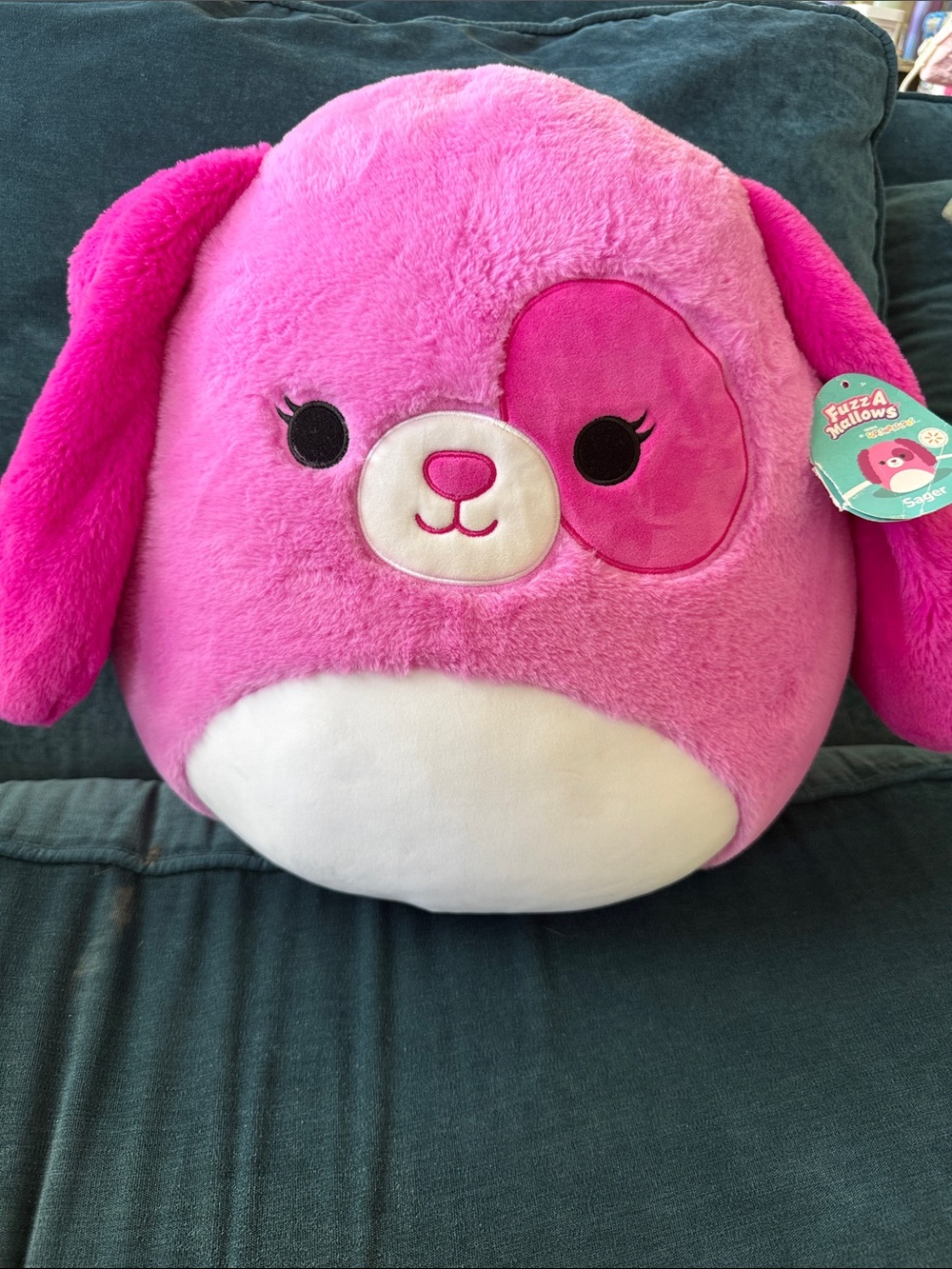 NWT Squishmallows FuzzA Mallows Sager Pink Dog Plush